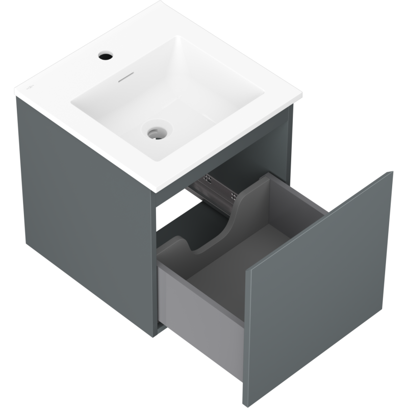 Mexen Orio badkamerkast 45 cm met wastafel Otis, 1 lade, grafiet mat/wit mat - 91A10-04547-1-BF66-W18M01