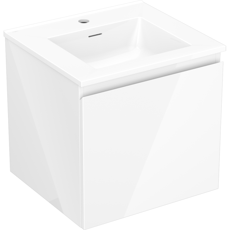 Mexen Orio Badezimmerschrank 50 cm mit Waschbecken Otis, 1 Schublade, weiß glänzend - 91A10-05047-1-BF00-W18M00