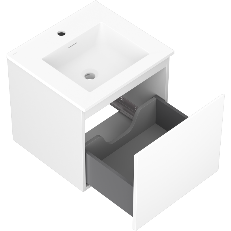 Mexen Orio armário de casa de banho 50 cm com lavatório Otis, 1 gaveta, branco mate - 91A10-05047-1-BF01-W18M01