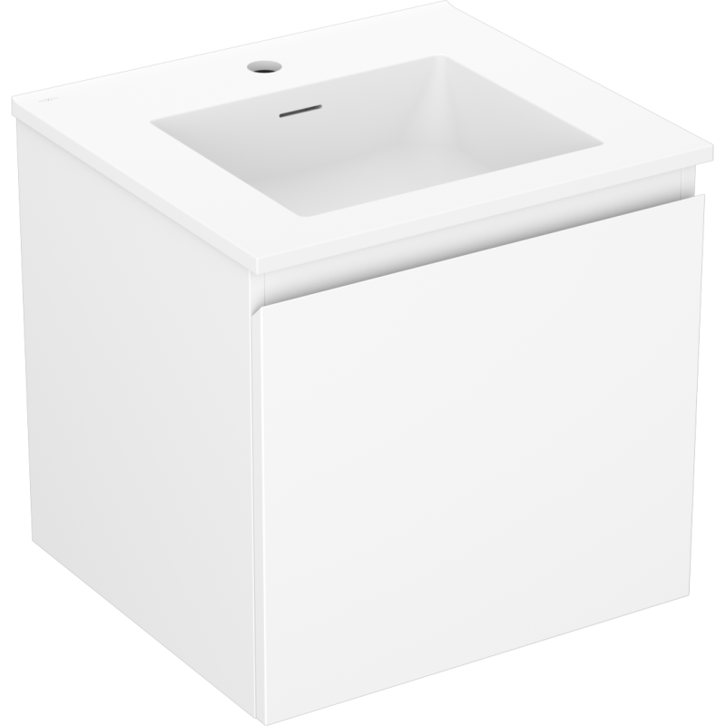 Mexen Orio Badezimmerschrank 50 cm mit Waschbecken Otis, 1 Schublade, Weiß Matt - 91A10-05047-1-BF01-W18M01