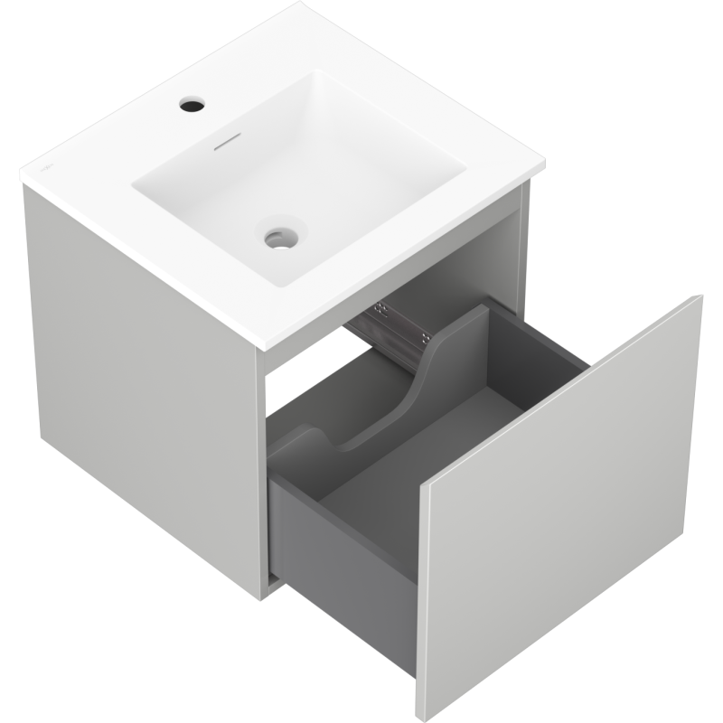 Mexen Orio meuble de salle de bain 50 cm avec lavabo Otis, 1 tiroir, gris mat/blanc mat - 91A10-05047-1-BF62-W18M01
