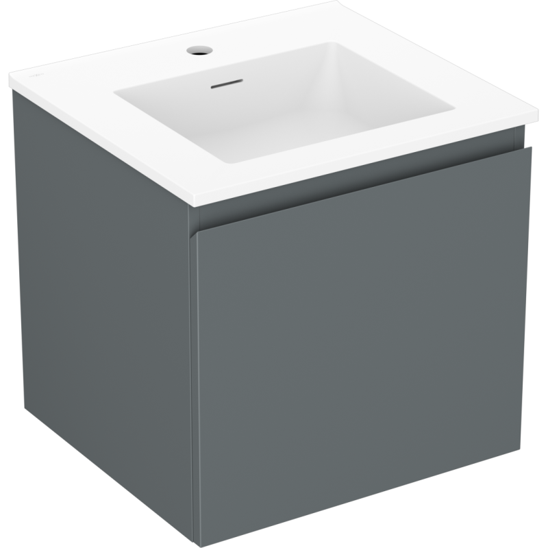 Mexen Orio Badezimmerschrank 50 cm mit Waschbecken Otis, 1 Schublade, Graphit matt/Weiß matt - 91A10-05047-1-BF66-W18M01