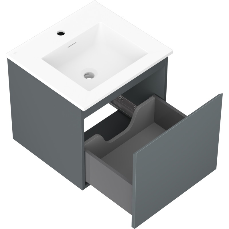 Mexen Orio armoire de salle de bain 50 cm avec lavabo Otis, 1 tiroir, graphite mat/blanc mat - 91A10-05047-1-BF66-W18M01