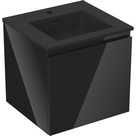 Mexen Orio bathroom cabinet 50 cm with Otis sink, 1 drawer, black gloss/black matte - 91A10-05047-1-BF70-W18M71
