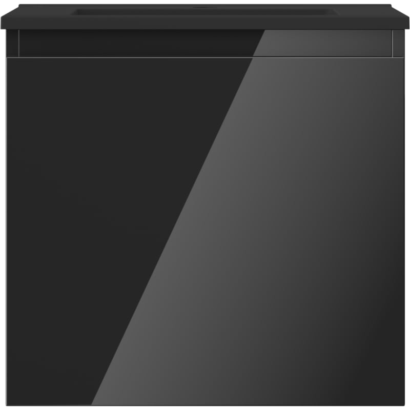 Mexen Orio bathroom cabinet 50 cm with Otis sink, 1 drawer, black gloss/black matte - 91A10-05047-1-BF70-W18M71