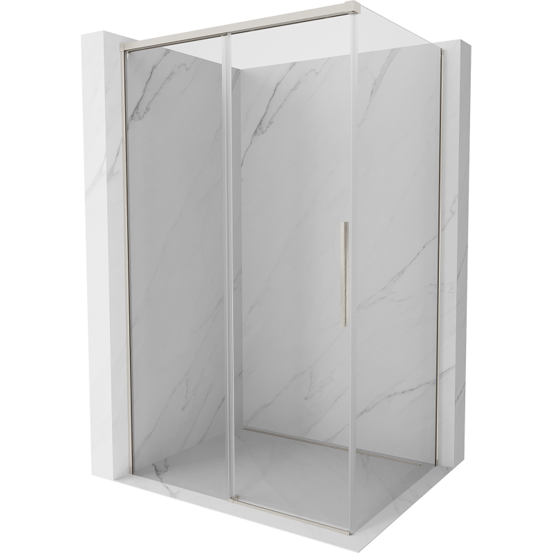 Mexen Rox Duschkabine Schiebetür 125 x 110 cm, transparent, gebürsteter Nickel - 8C2-125-110-97-00