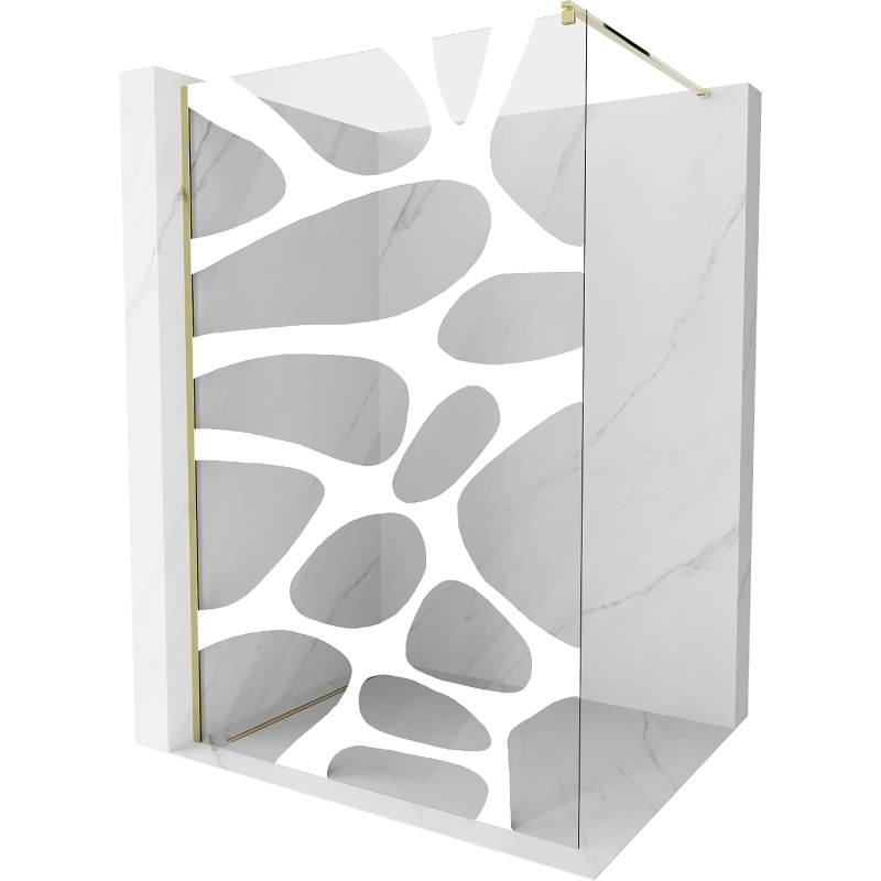 Mexen Kioto Walk-in-suihkuseinä 100 x 200 cm, valkoinen aalto 8 mm, kulta - 800-100-101-50-97