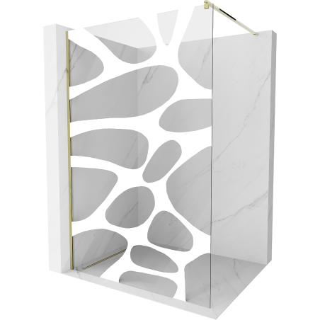 Mexen Kioto douchewand Walk-in 100 x 200 cm, witte golf 8 mm, goud - 800-100-101-50-97