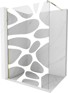 Mexen Kioto Duschwand Walk-in 100 x 200 cm, weiße Welle 8 mm, golden - 800-100-101-50-97