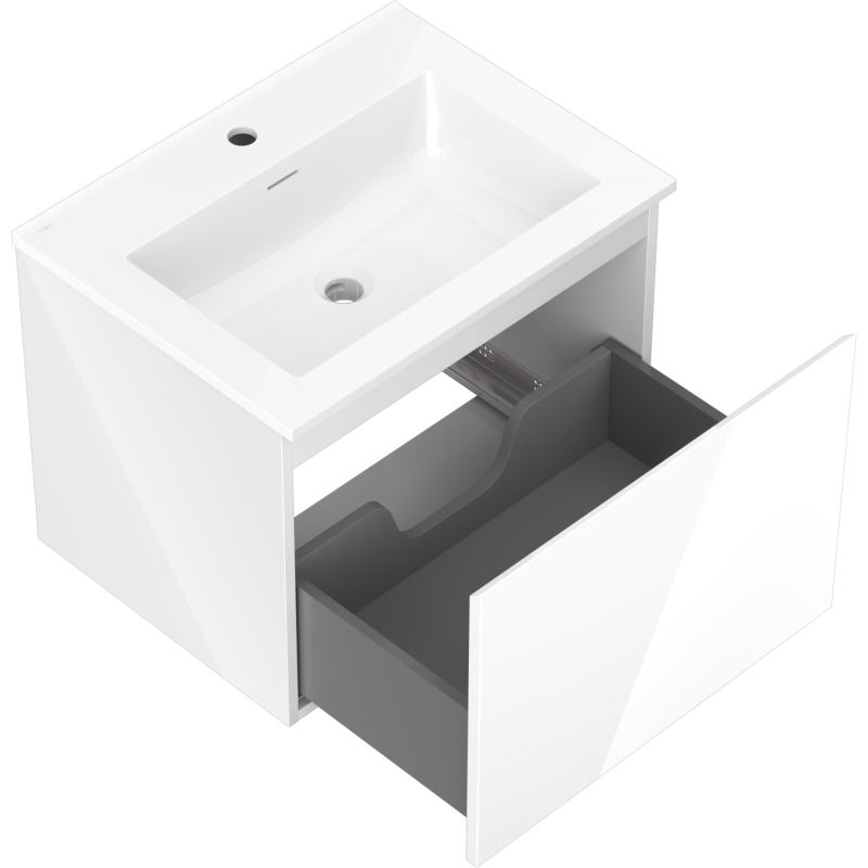 Mexen Orio meuble de salle de bain 60 cm avec lavabo Otis, 1 tiroir, blanc brillant - 91A10-06047-1-BF00-W18M00