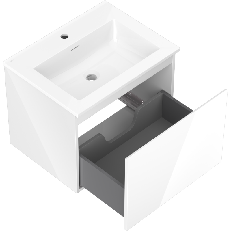 Mexen Orio mobile bagno 60 cm con lavabo Otis, 1 cassetto, bianco lucido - 91A10-06047-1-BF00-W18M00