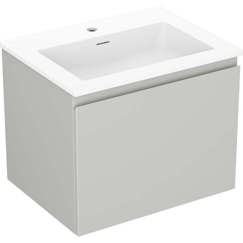 Mexen Orio Badezimmerschrank 60 cm mit Waschbecken Otis, 1 Schublade, grau matt/weiß matt - 91A10-06047-1-BF62-W18M01