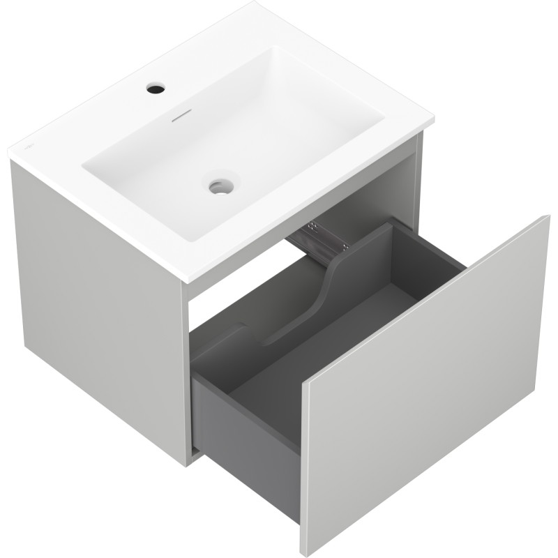 Mexen Orio szafka łazienkowa 60 cm z umywalką Otis, 1 szuflada, szara mat/biała mat - 91A10-06047-1-BF62-W18M01