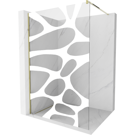 Mexen Kioto Duschwand Walk-in 140 x 200 cm, weiße Welle 8 mm, gold - 800-140-101-50-97