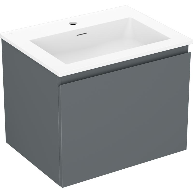 Mexen Orio 60 cm Badezimmerschrank mit Otis-Waschbecken, 1 Schublade, graphit matt/weiß matt - 91A10-06047-1-BF66-W18M01