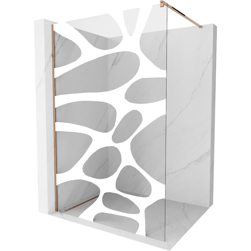 Mexen Kioto Duschwand Walk-in 70 x 200 cm, weiße Welle 8 mm, Roségold - 800-070-101-60-97