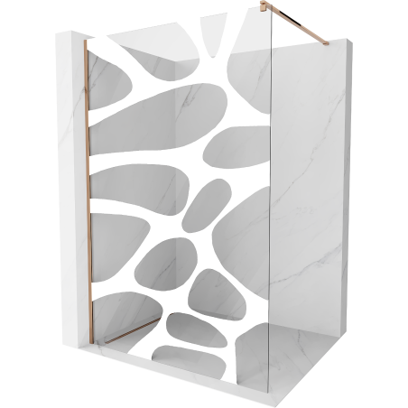 Mexen Kioto shower screen Walk-in 70 x 200 cm, white wave 8 mm, rose gold - 800-070-101-60-97