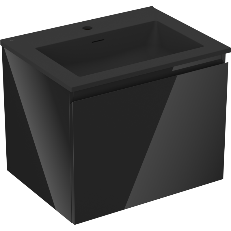 Mexen Orio armario de baño 60 cm con lavabo Otis, 1 cajón, negro brillo/negro mate - 91A10-06047-1-BF70-W18M71