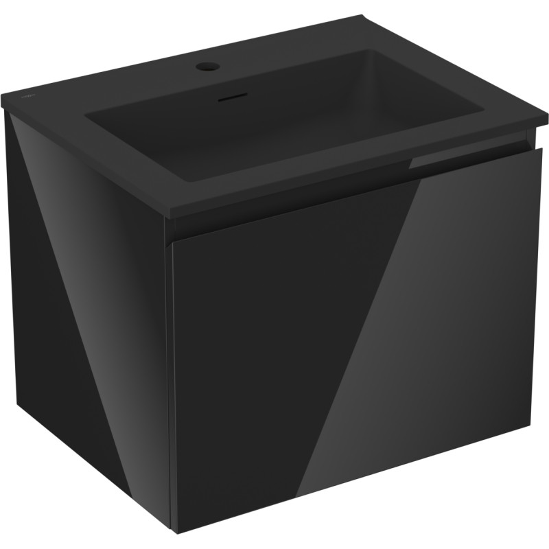 Mexen Orio mobiletto da bagno 60 cm con lavabo Otis, 1 cassetto, nero lucido/nero opaco - 91A10-06047-1-BF70-W18M71