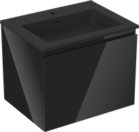 Mexen Orio armario de baño de 60 cm con lavabo Otis, 1 cajón, negro brillo/negro mate - 91A10-06047-1-BF70-W18M71