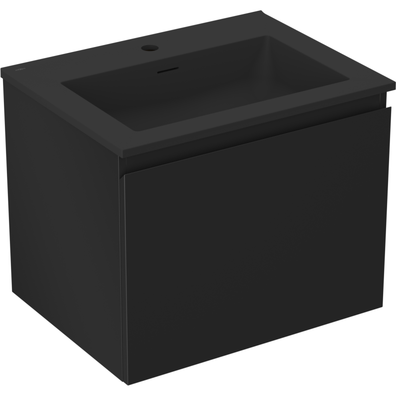 Mexen Orio armario de baño 60 cm con lavabo Otis, 1 cajón, negro mate - 91A10-06047-1-BF71-W18M71