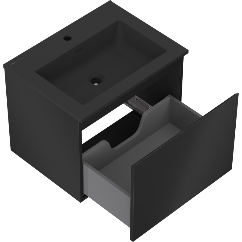 Mexen Orio armario de baño 60 cm con lavabo Otis, 1 cajón, negro mate - 91A10-06047-1-BF71-W18M71