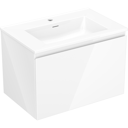 Mexen Orio Badezimmerschrank 70 cm mit Waschbecken Otis, 1 Schublade, weiß glänzend - 91A10-07047-1-BF00-W18M00