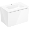 Mexen Orio Badezimmerschrank 70 cm mit Waschbecken Otis, 1 Schublade, weiß glänzend - 91A10-07047-1-BF00-W18M00