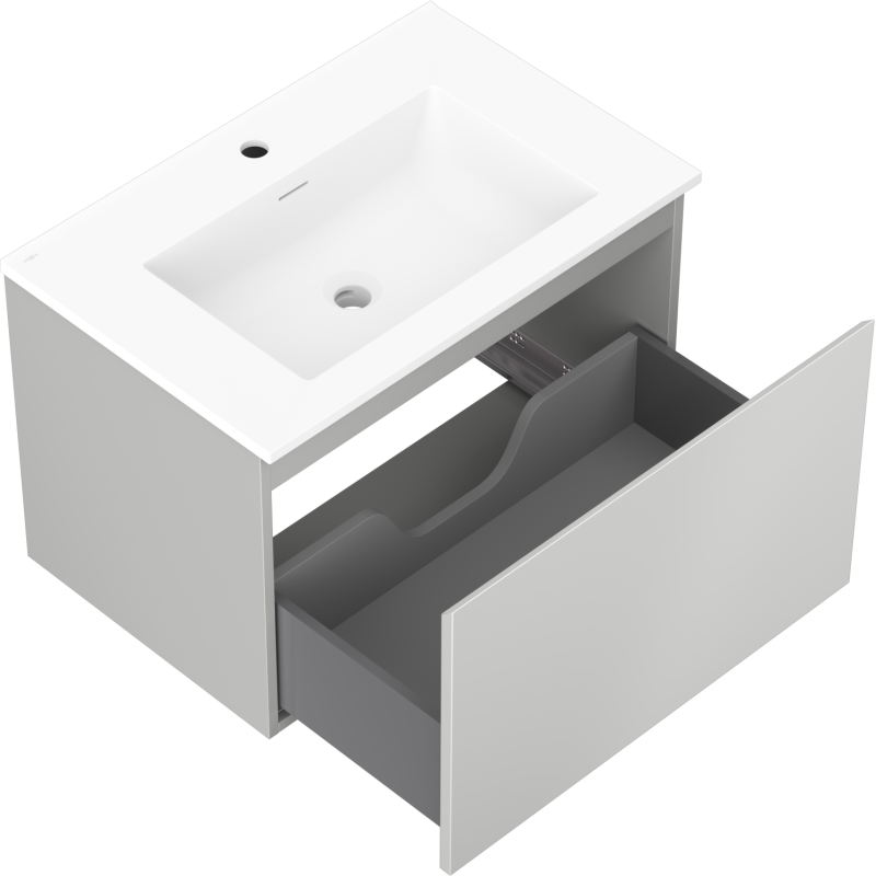 Mexen Orio Badezimmermöbel 70 cm mit Waschbecken Otis, 1 Schublade, grau matt/weiß matt - 91A10-07047-1-BF62-W18M01