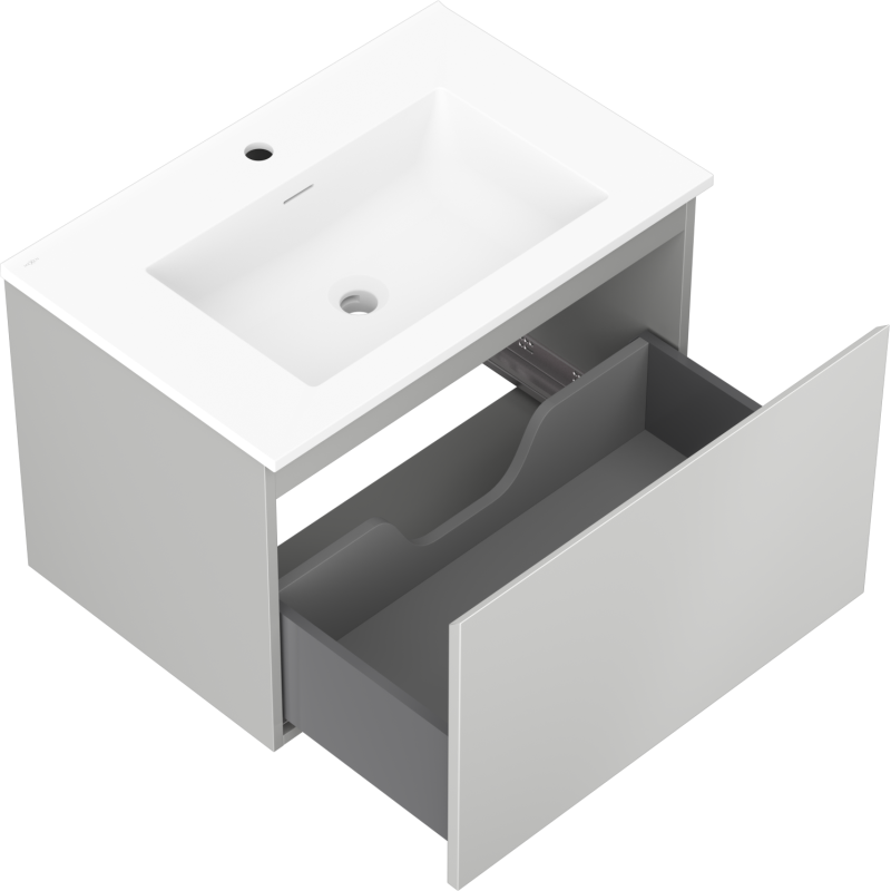 Mexen Orio bathroom cabinet 70 cm with Otis sink, 1 drawer, grey matte/white matte - 91A10-07047-1-BF62-W18M01