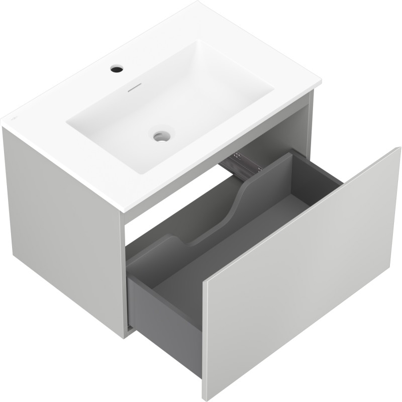 Mexen Orio szafka łazienkowa 70 cm z umywalką Otis, 1 szuflada, szara mat/biała mat - 91A10-07047-1-BF62-W18M01