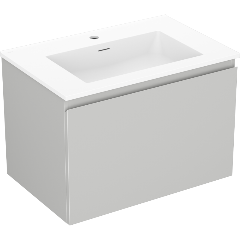 Mexen Orio Badezimmerschrank 70 cm mit Waschbecken Otis, 1 Schublade, grau matt/weiß matt - 91A10-07047-1-BF62-W18M01