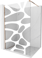 Mexen Kioto suihkuseinä Walk-in 140 x 200 cm, valkoinen aalto 8 mm, ruusukulta - 800-140-101-60-97