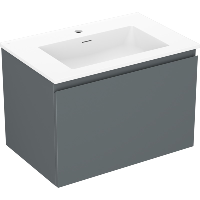 Mexen Orio Badezimmerschrank 70 cm mit Waschbecken Otis, 1 Schublade, grafit matt/weiß matt - 91A10-07047-1-BF66-W18M01