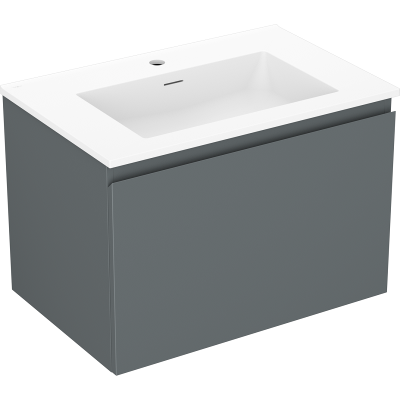 Mexen Orio Badezimmerschrank 70 cm mit Waschbecken Otis, 1 Schublade, Graphit matt/Weiß matt - 91A10-07047-1-BF66-W18M01