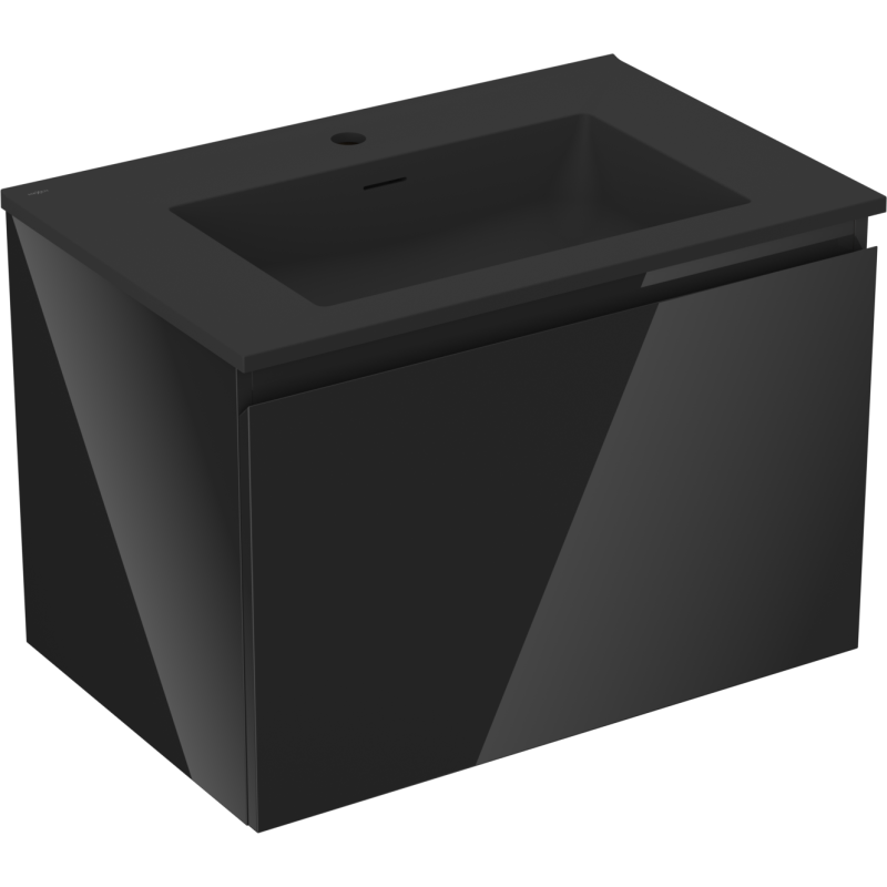 Mexen Orio Badezimmermöbel 70 cm mit Waschbecken Otis, 1 Schublade, schwarz glänzend/schwarz matt - 91A10-07047-1-BF70-W18M71