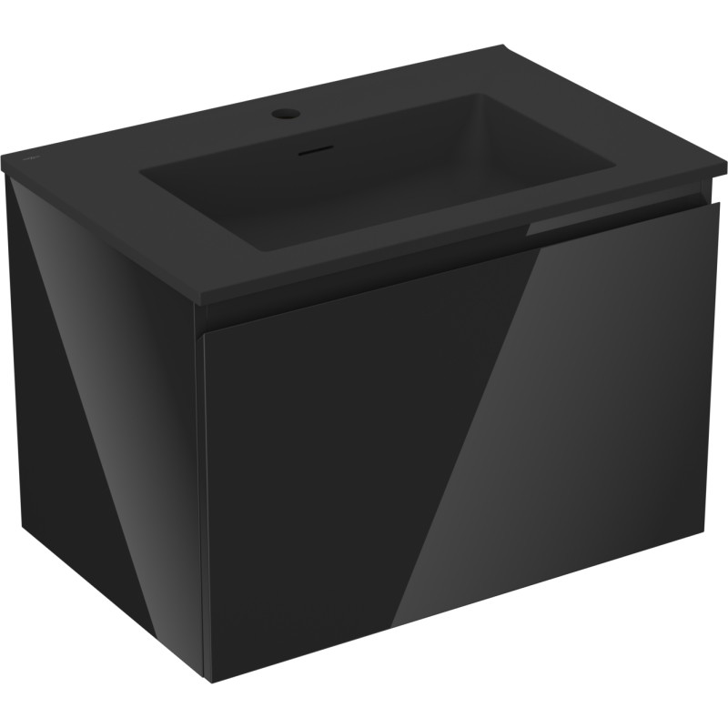 Mexen Orio mueble de baño 70 cm con lavabo Otis, 1 cajón, negro brillo/negro mate - 91A10-07047-1-BF70-W18M71