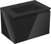 Mexen Orio bathroom cabinet 70 cm with Otis sink, 1 drawer, black gloss/matte black - 91A10-07047-1-BF70-W18M71