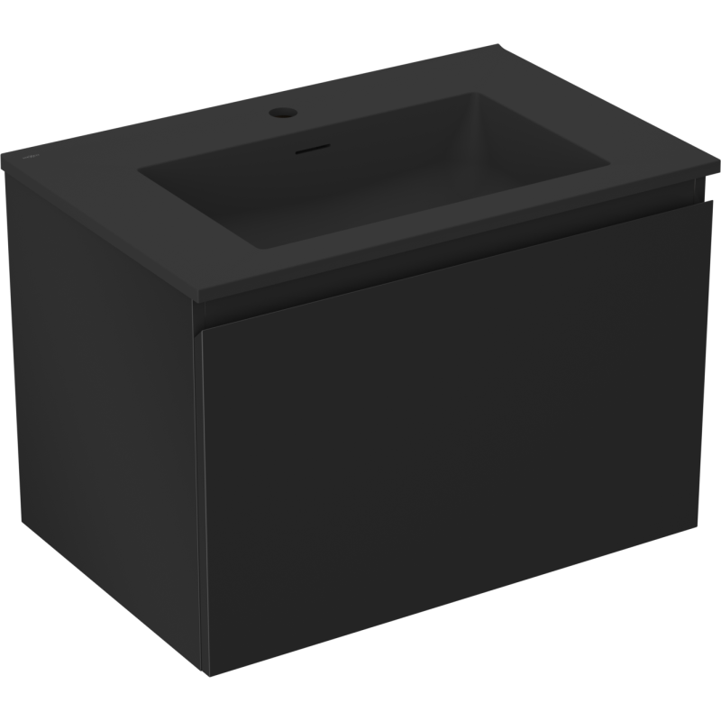 Mexen Orio gabinete de baño de 70 cm con lavabo Otis, 1 cajón, negro mate - 91A10-07047-1-BF71-W18M71