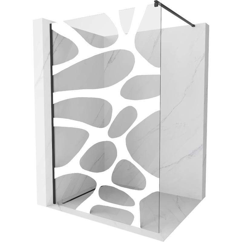 Mexen Kioto ścianka prysznicowa Walk-in 90 x 200 cm, biała fala 8 mm, czarna - 800-090-101-70-97