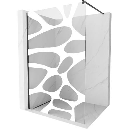 Mexen Kioto paroi de douche Walk-in 100 x 200 cm, vague blanche 8 mm, noire - 800-100-101-70-97