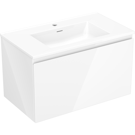 Mexen Orio Badezimmer-Schrank 80 cm mit Waschbecken Otis, 1 Schublade, weiß glänzend - 91A10-08047-1-BF00-W18M00