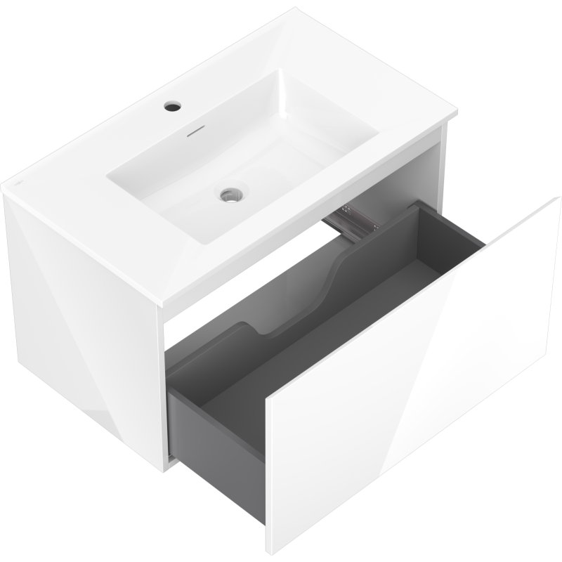 Mexen Orio meuble de salle de bain 80 cm avec lavabo Otis, 1 tiroir, blanc brillant - 91A10-08047-1-BF00-W18M00