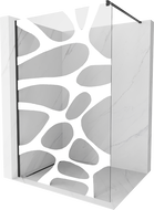 Mexen Kioto ścianka prysznicowa Walk-in 110 x 200 cm, biały wzór 8 mm, czarna - 800-110-101-70-97