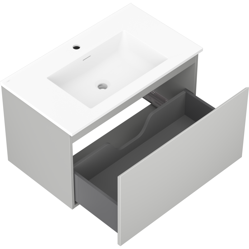 Mexen Orio mueble de baño de 80 cm con lavabo Otis, 1 cajón, gris mate/blanco mate - 91A10-08047-1-BF62-W18M01