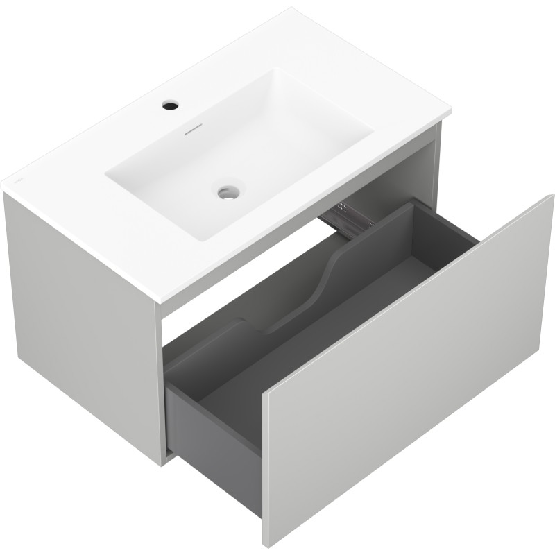 Mexen Orio szafka łazienkowa 80 cm z umywalką Otis, 1 szuflada, szara mat/biała mat - 91A10-08047-1-BF62-W18M01