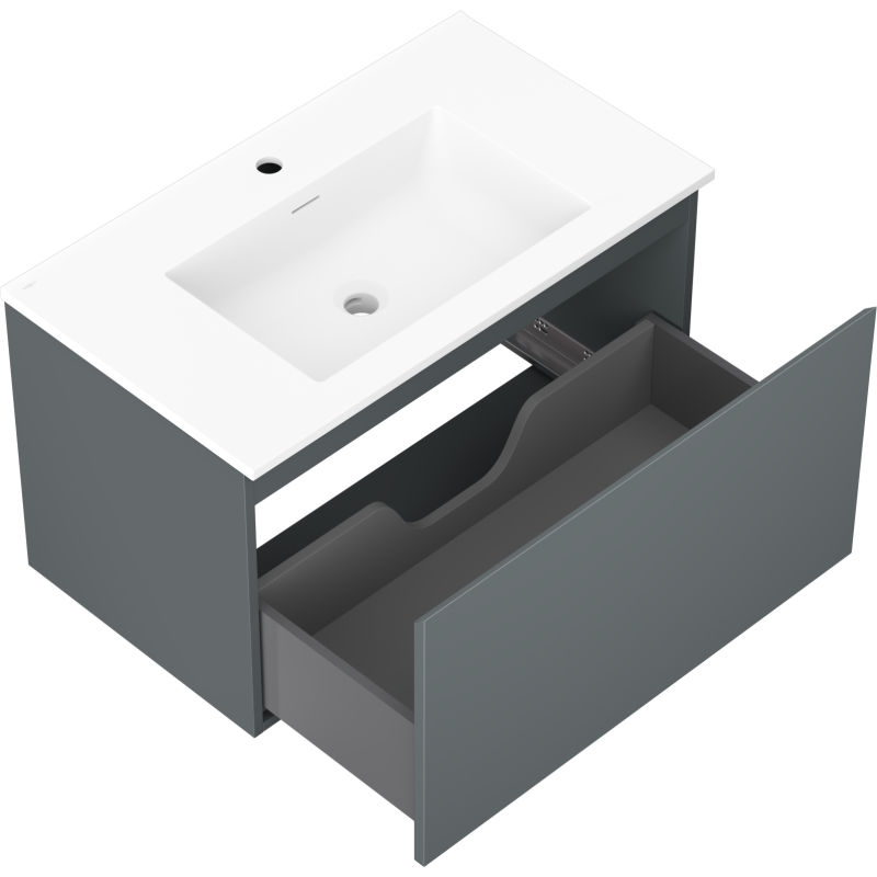 Mexen Orio meuble de salle de bain 80 cm avec lavabo Otis, 1 tiroir, graphite mat/blanc mat - 91A10-08047-1-BF66-W18M01