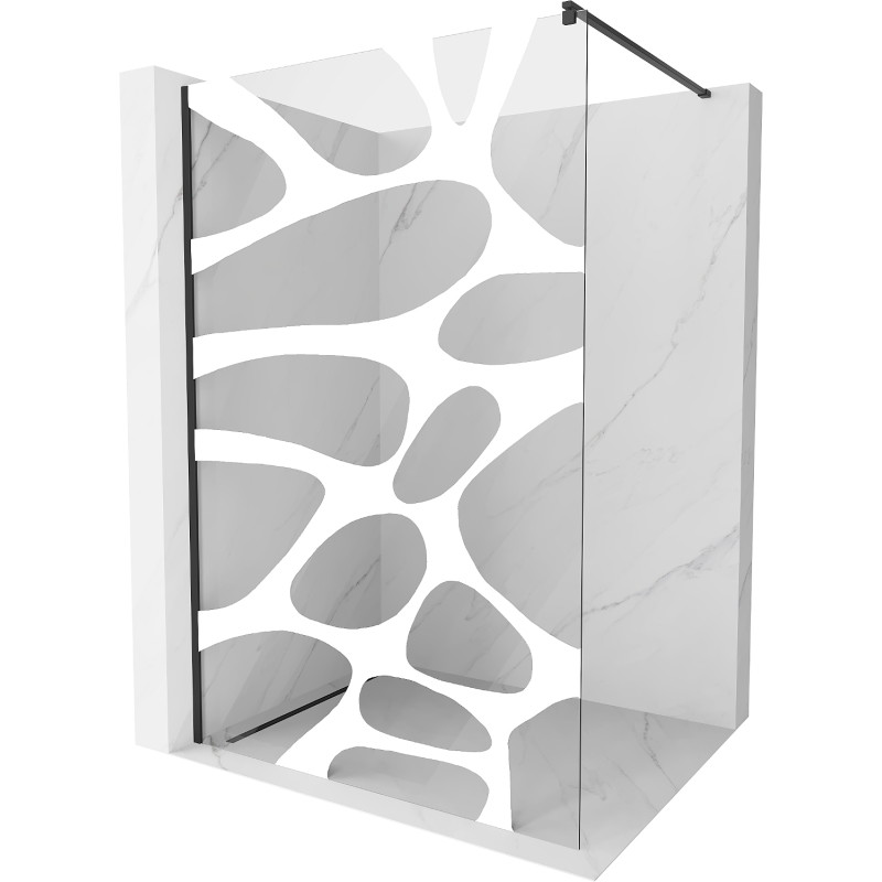 Mexen Kioto dušisein Walk-in 140 x 200 cm, valge laine 8 mm, must - 800-140-101-70-97