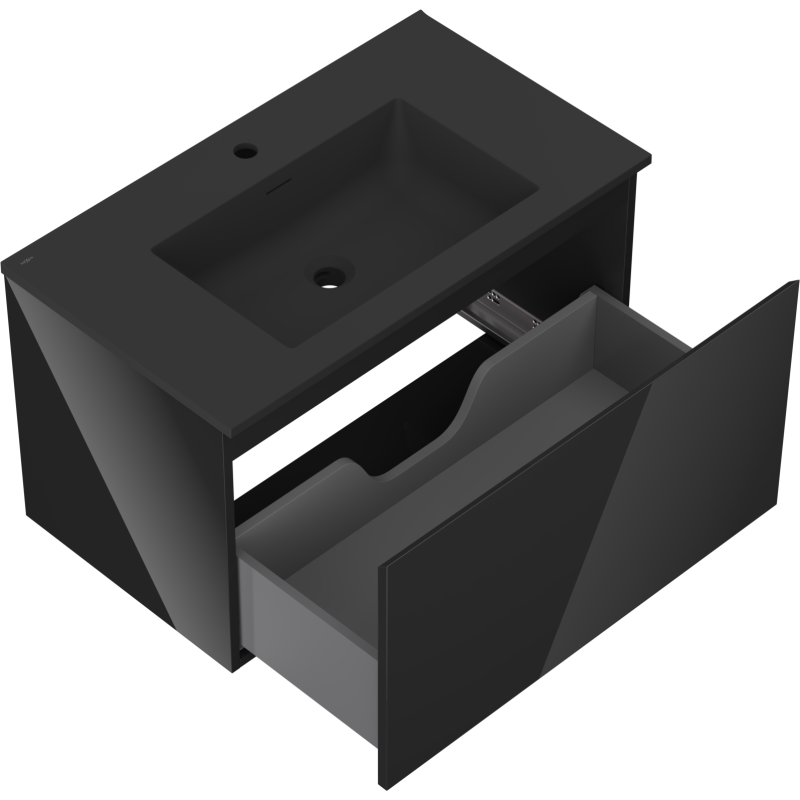 Mexen Orio mueble de baño de 80 cm con lavabo Otis, 1 cajón, negro brillo/negro mate - 91A10-08047-1-BF70-W18M71