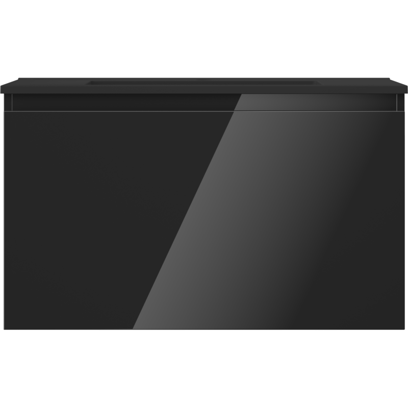 Mexen Orio Badezimmerschrank 80 cm mit Waschbecken Otis, 1 Schublade, schwarz glänzend/schwarz matt - 91A10-08047-1-BF70-W18M71